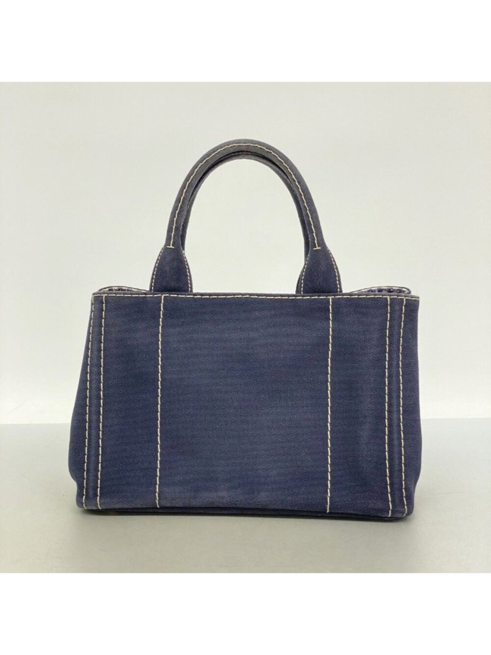 Prada Tote Canapa Canvas Navy Gold - Picture 10 of 10